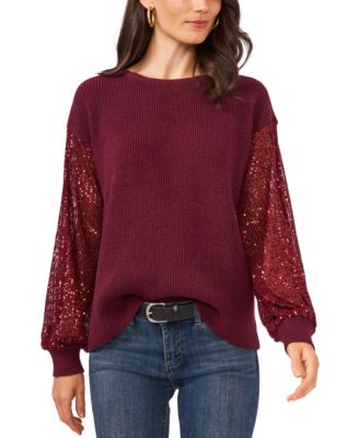 Vince Camuto - Sequin-Sleeve Sweater