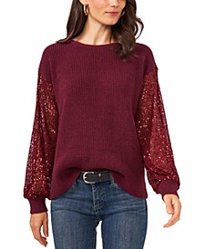 Sequin-Sleeve Sweater