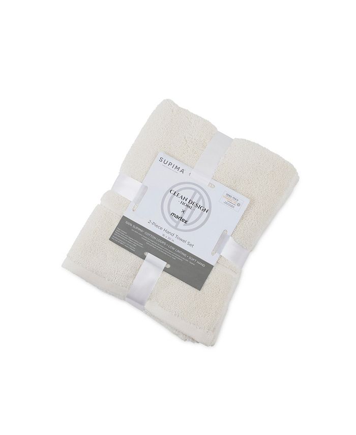 Clean Design Home x Martex Low Lint 2 Pack Supima Cotton Hand Towels Macy's