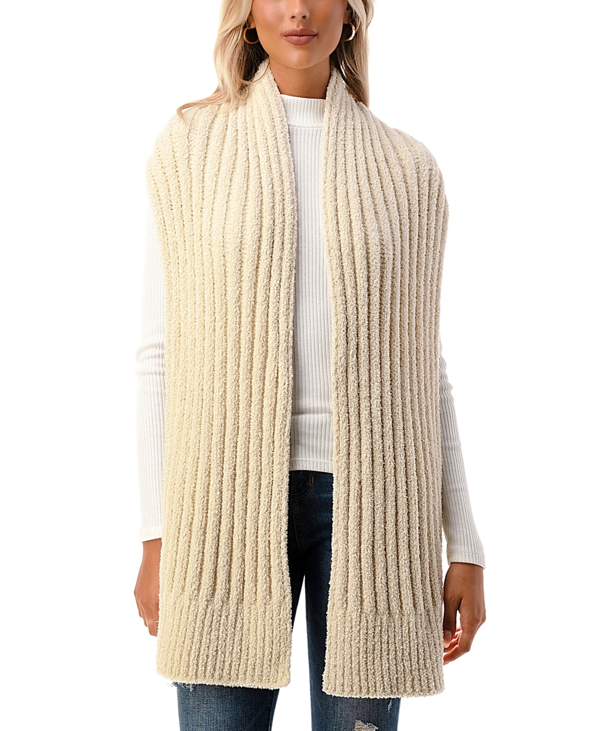 Marcus Adler Women's Ultra Soft Ribbed Solid Scarf In Ivory