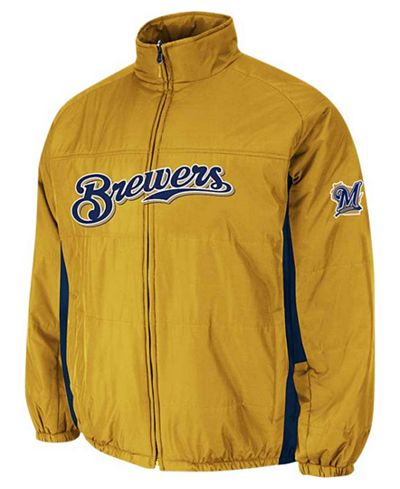 Majestic Men's Milwaukee Brewers Double Climate On-Field Full-Zip Jacket