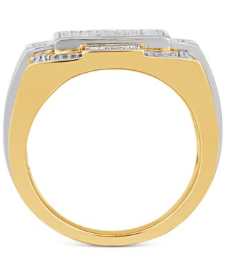 Men's Diamond Ring (1/10 ct. t.w.) in Sterling Silver & 18k Gold-Plate
