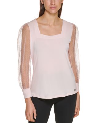 calvin klein sheer sleeve top