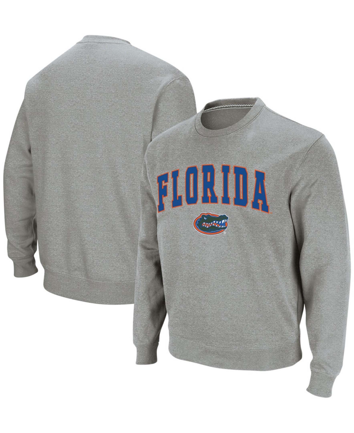 Colosseum Men's Heathered Gray Florida Gators Arch Logo Crew Neck Sweatshirt In Heathered Gray