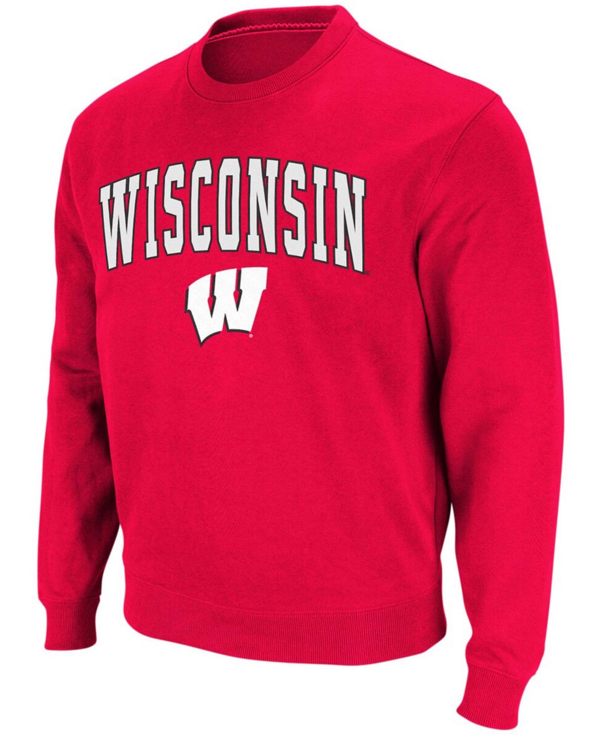 Colosseum Men's Red Wisconsin Badgers Arch Logo Crew Neck Sweatshirt