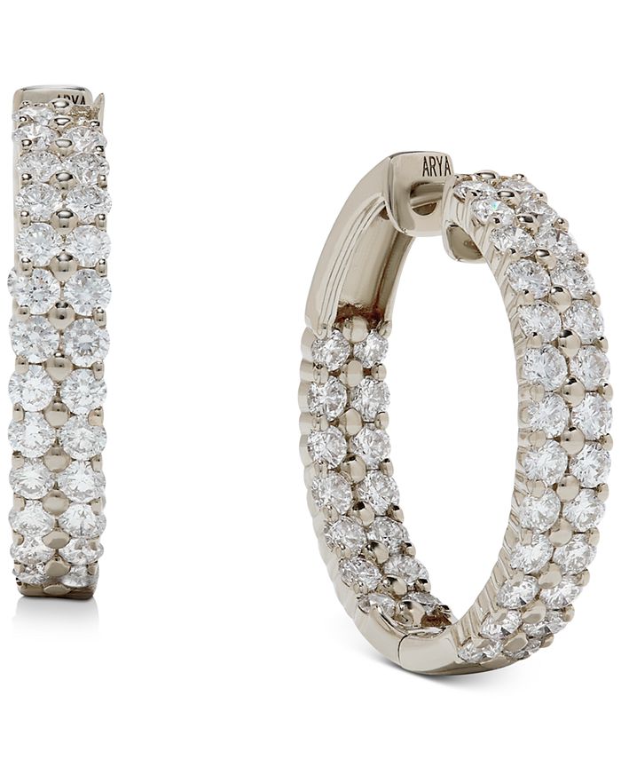 Macy's - Diamond Double Row Hoop Earrings (2 ct. t.w.) in 14K White Gold or 14k Yellow Gold