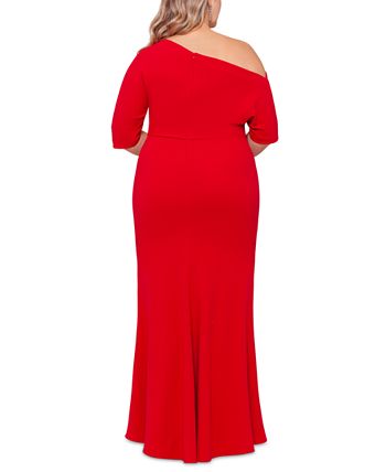 Macy's red off the shoulder sale dress