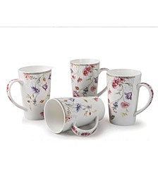 Tall Mugs by Floral Design, Set of 4