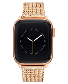 38/40/41mm Apple Watch Bracelet in Rose Gold Stainless Steel Mesh With Crystal Adaptors