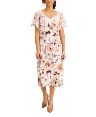 Connected - Flounce Capelet Midi Dress