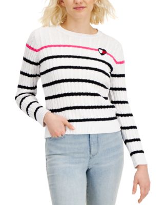 Tommy Hilfiger - Striped Cable-Knit Crewneck Sweater