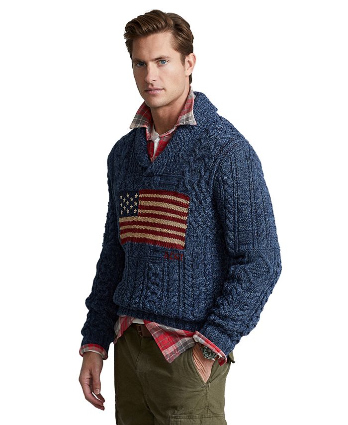 Polo Ralph Lauren Men's Aran-Knit Flag Sweater & Reviews - Sweaters - Men -  Macy's