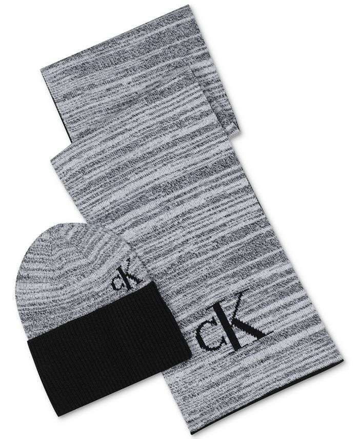 Calvin Klein Men's Marled Scarf & Beanie Hat Gift Set & Reviews - Hats,  Gloves & Scarves - Men - Macy's