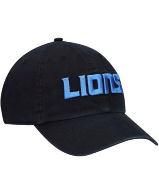 Men's Black Detroit Lions Clean Up Script Adjustable Hat