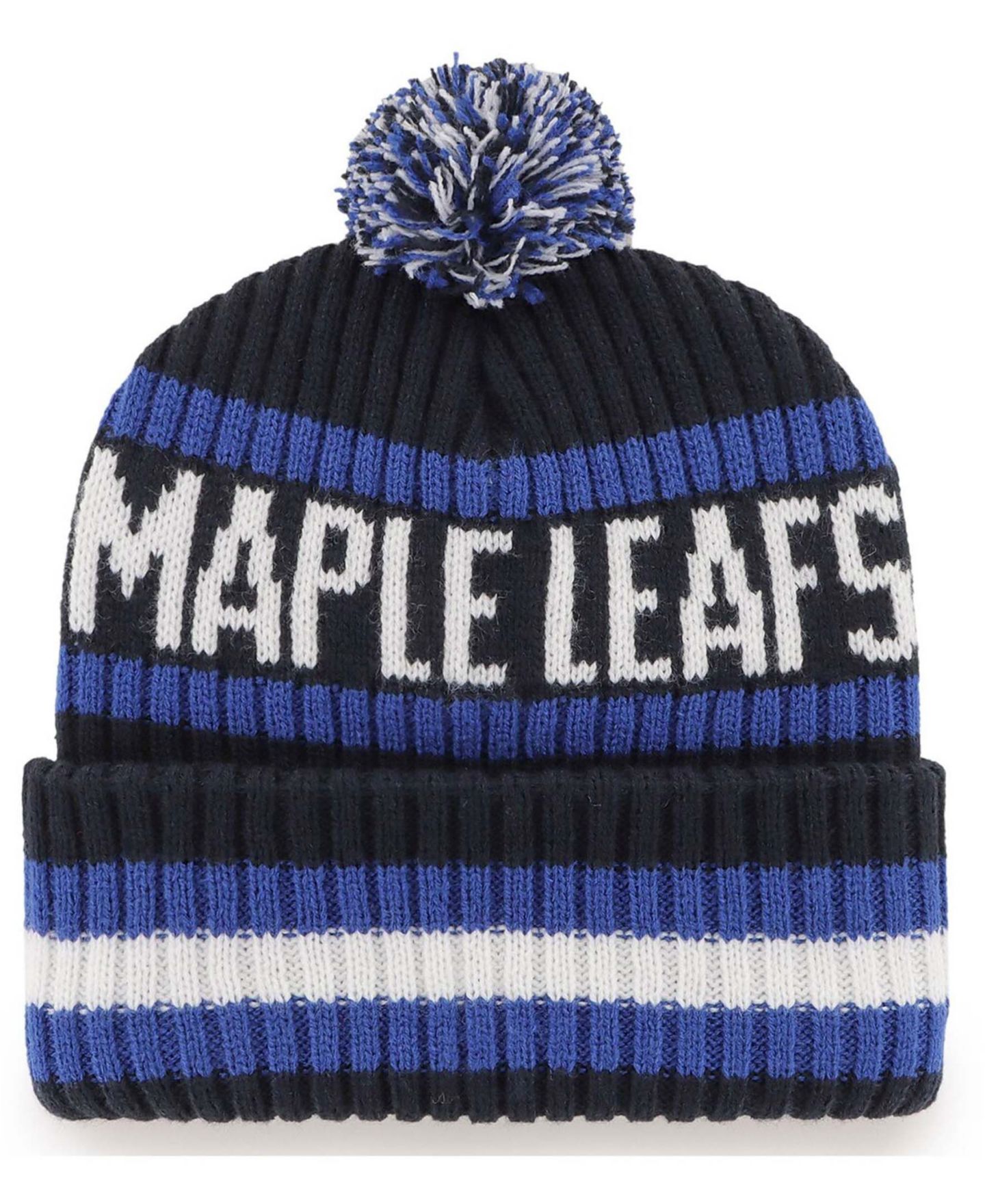 Мужская шапка '47 Brand Navy Toronto Maple Leafs Bering Cuffed Knit Hat with Pom — фото 3
