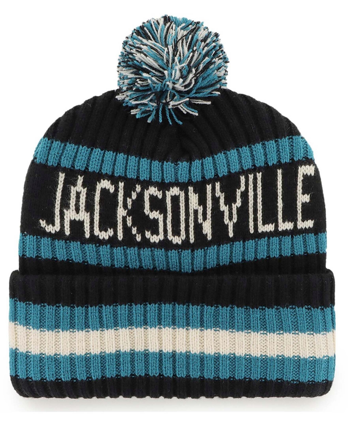 Men'sJacksonville Jaguars Bering Cuffed Knit Hat with Pom - Black