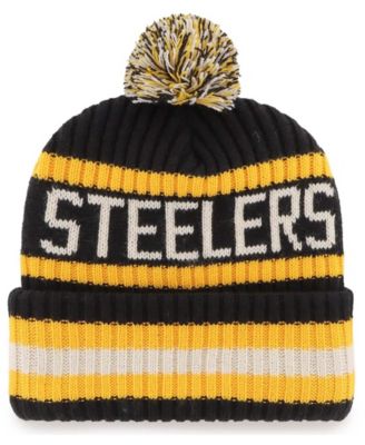 Men's Black Pittsburgh Steelers Bering Cuffed Knit Hat with Pom