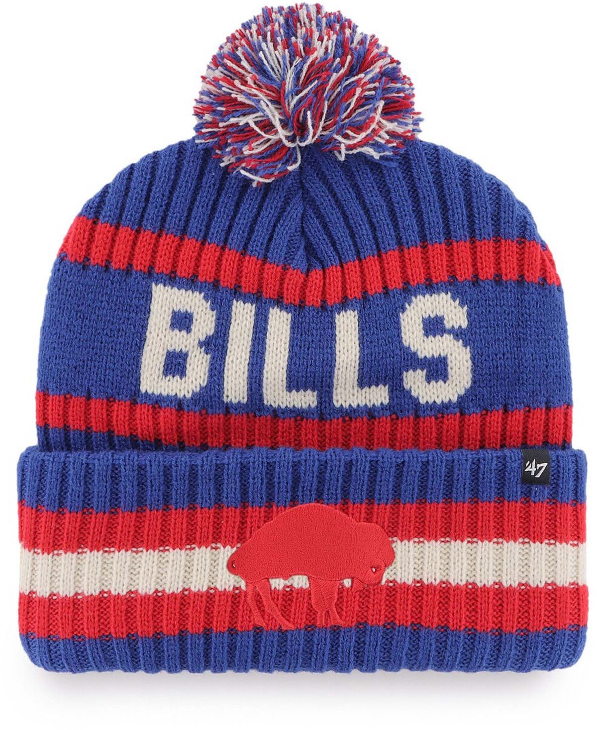 Мужская вязаная шапка Royal Buffalo Bills Legacy Bering с манжетами и помпоном