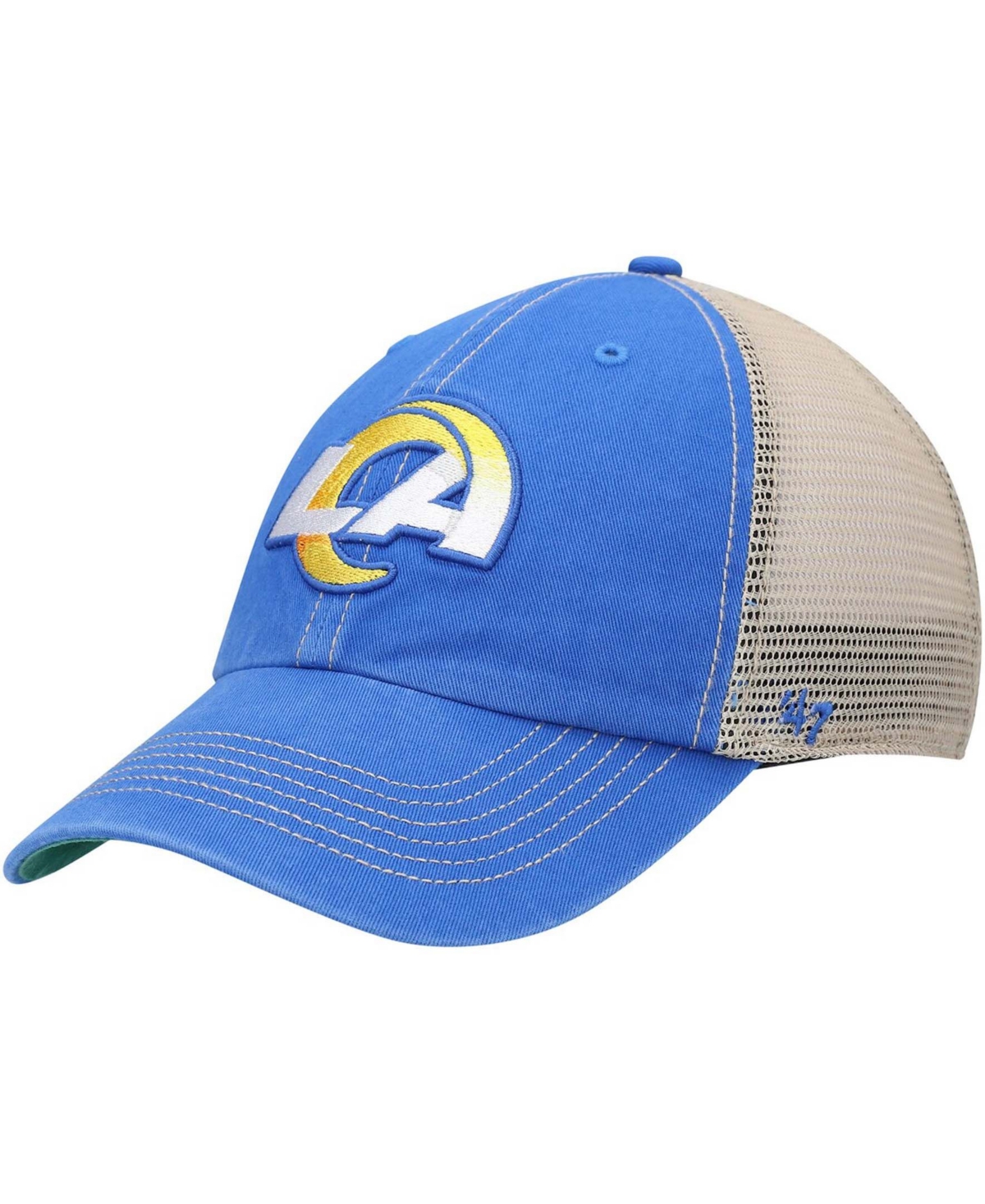 47 Brand Men's Royal, Natural Los Angeles Rams La Trawler Trucker Clean Up Snapback Hat In Royal,natural