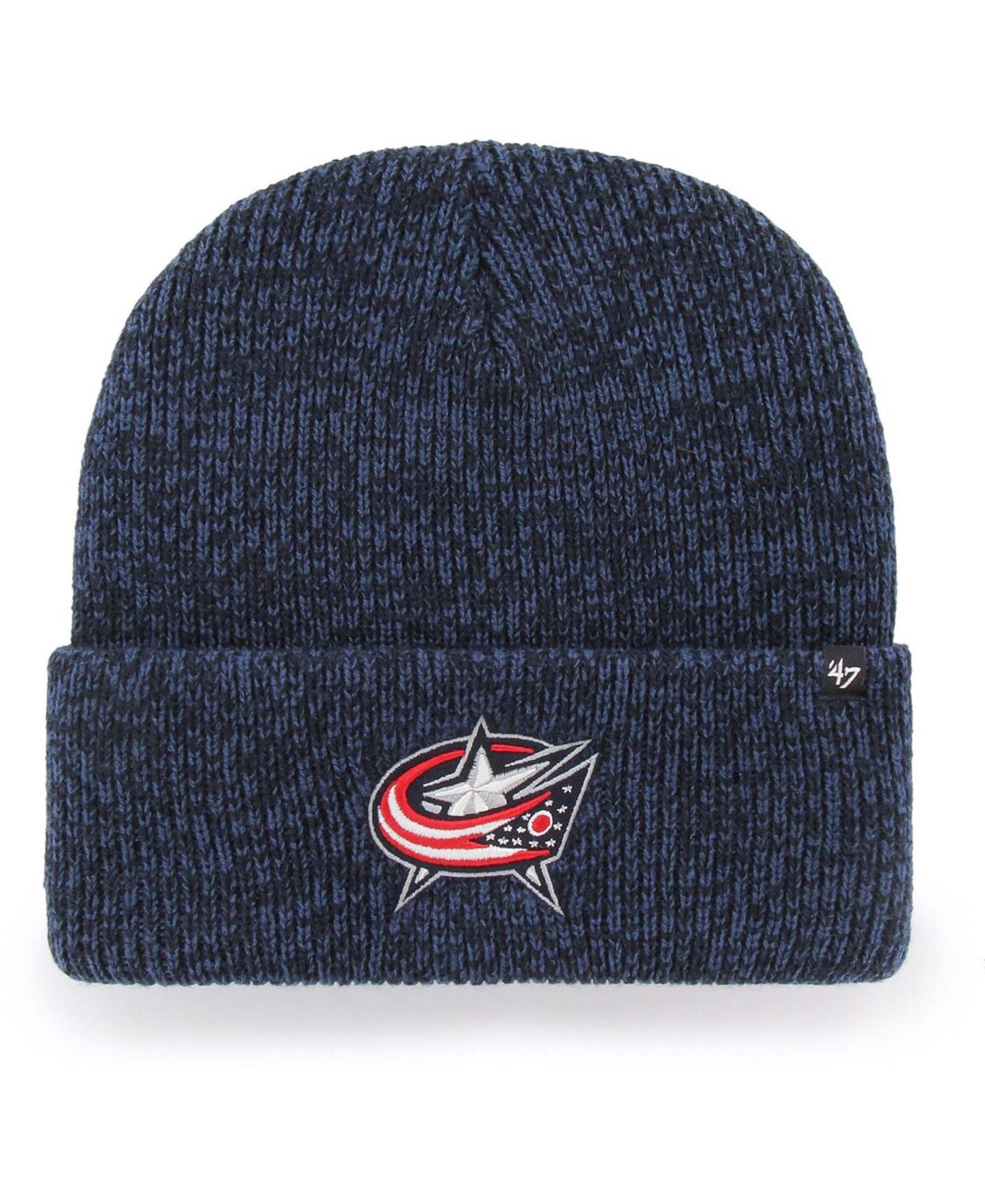Мужские головные уборы '47 Brand Navy Columbus Blue Jackets Brain Freeze Cuffed Knit Hat — фото 1