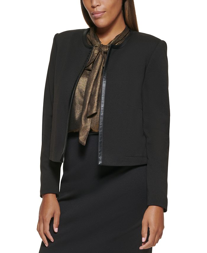 Collarless cropped jacket online