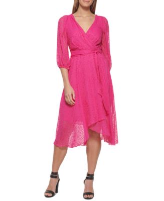 DKNY Balloon Sleeve V-Neck Wrap Dress - Macy's