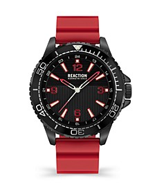 Men's 3 Hands Slim Red Silicon Strap Watch, 46mm