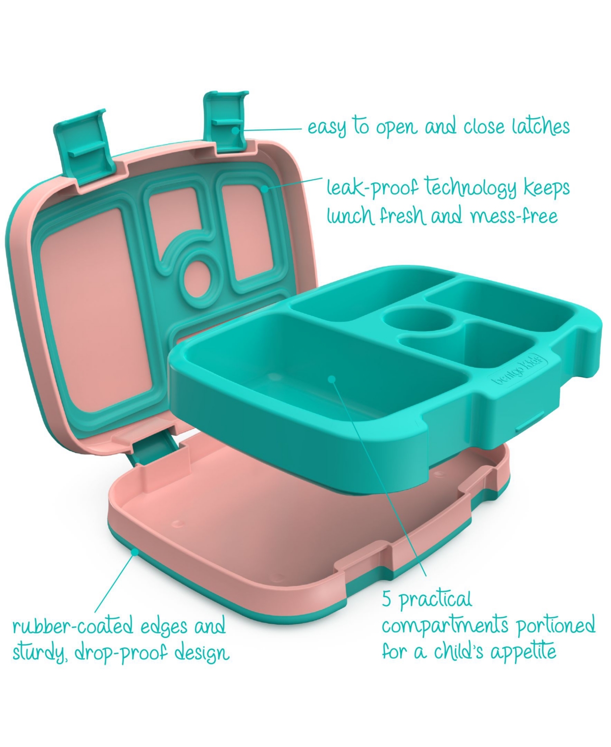 Bentgo Kids Prints Leak-Proof Lunch Box - Submarine - Aqua and Peach
