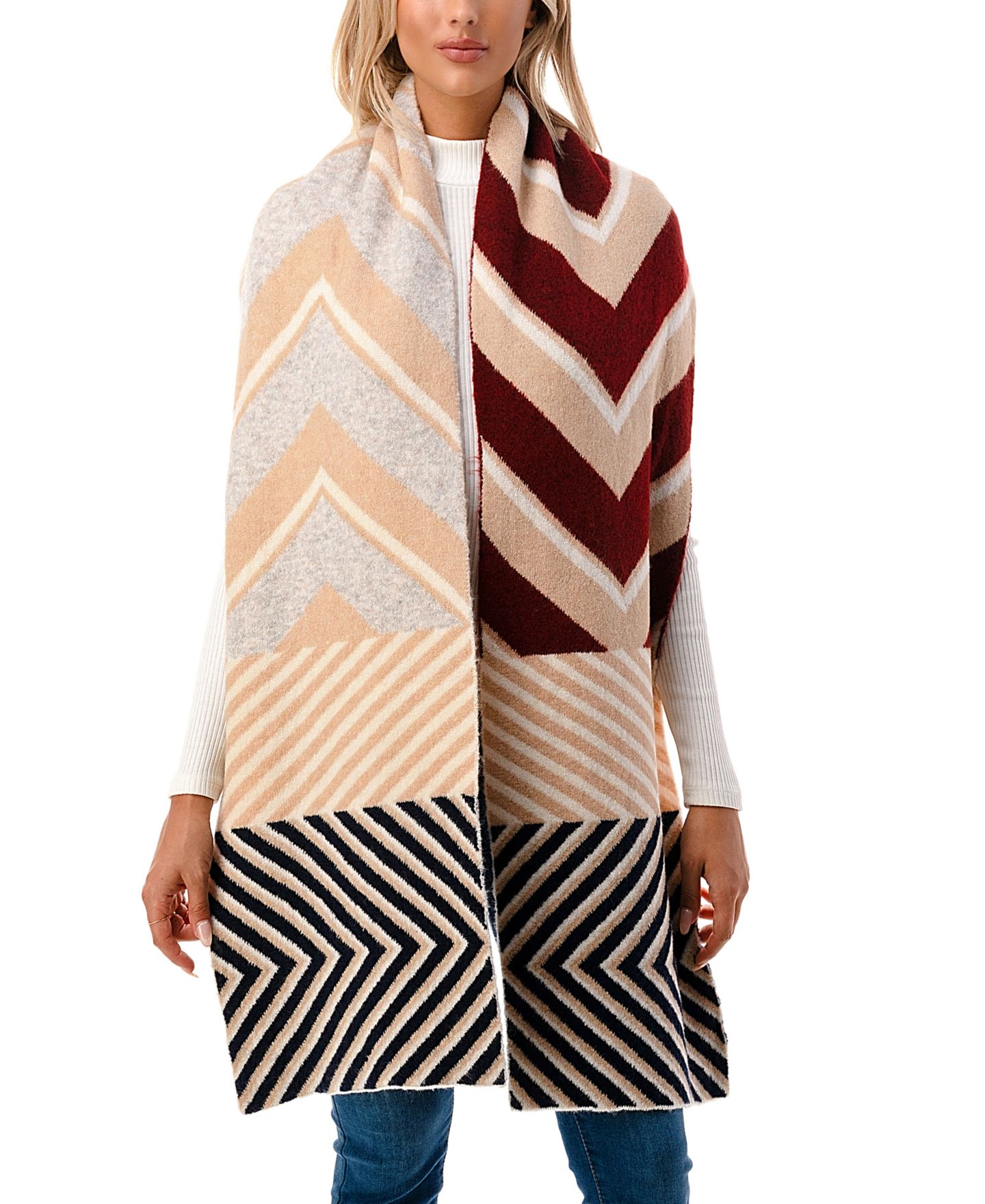 Женский шарф Marcus Adler Ultra Soft Plush Chevron, цвет: Бордовый — фото 3