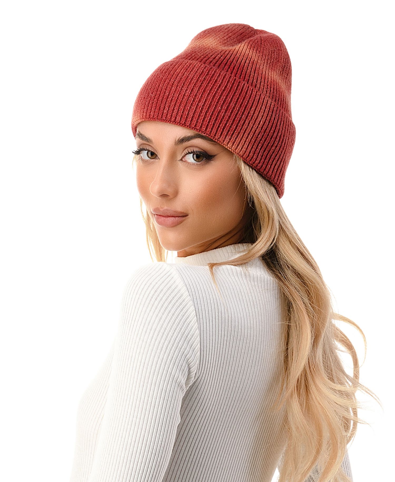 Women's Tie Dye Cuff Ribbed Knit Beanie