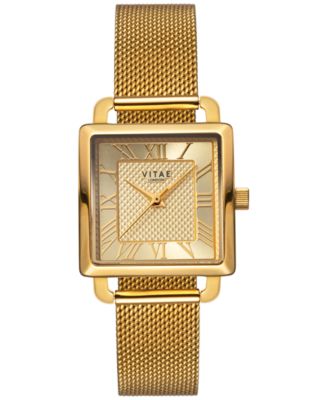 Vitae London - Women's Ilesha Gold-Tone Stainless Steel Mesh Bracelet Watch 25mm