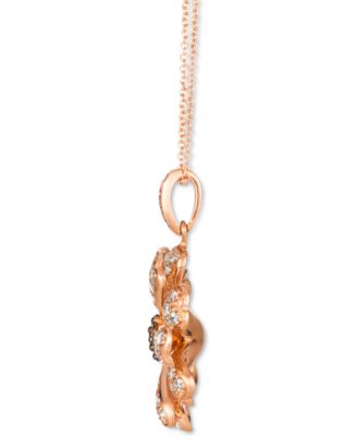 Nude Diamond (1-1/3 ct. t.w.) & Chocolate Diamond (1/6 ct. t.w.) Pav&eacute; Flower Pendant Necklace  in 14k Rose Gold