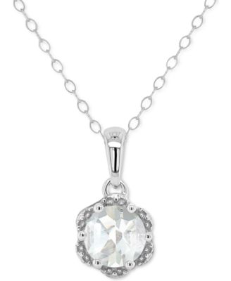 Rhodolite Garnet Solitaire Scalloped Edge 18" Pendant Necklace (1 ct. t.w.) in Sterling Silver (Also in Citrine, Peridot, White Topaz, Blue Topaz, & Amethyst)