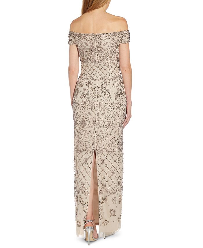Adrianna papell off the shoulder beaded gown clearance