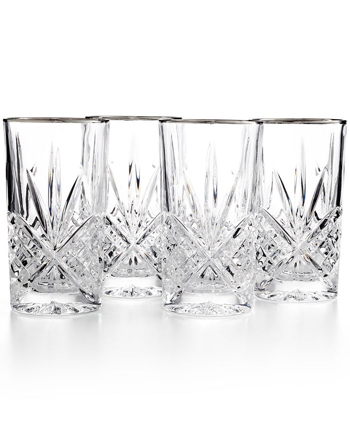 Godinger - Set of 4  Dublin Platinum Highball Glasses