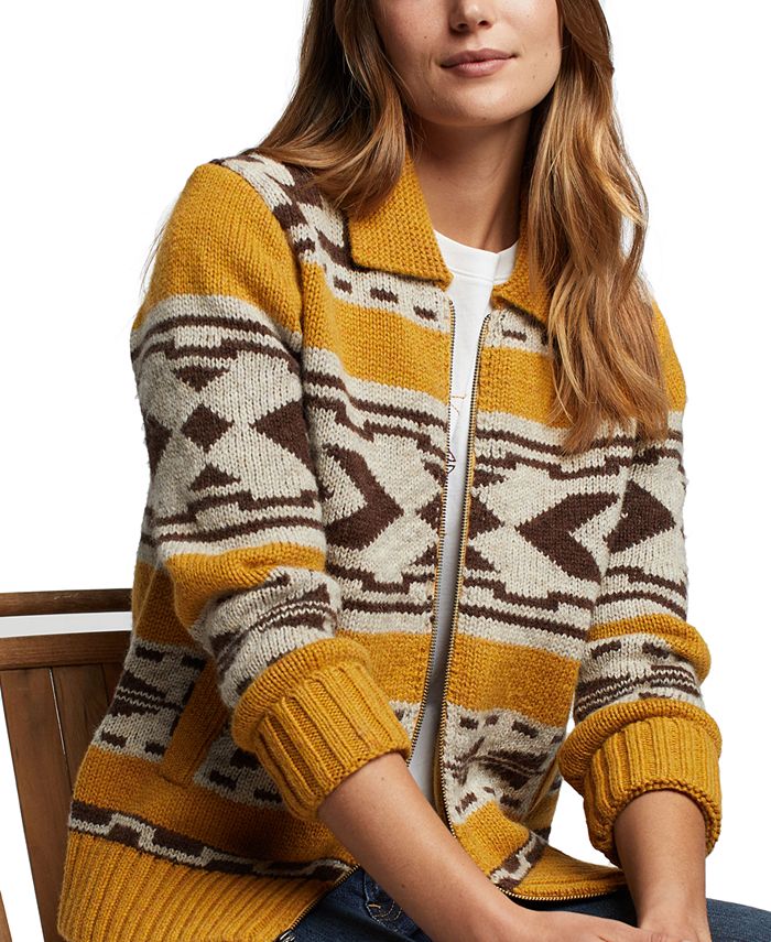 Pendleton Women's Wool Graphic Shetland Zip Sweater Macy's