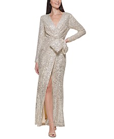 Sequin Bow-Waist Gown