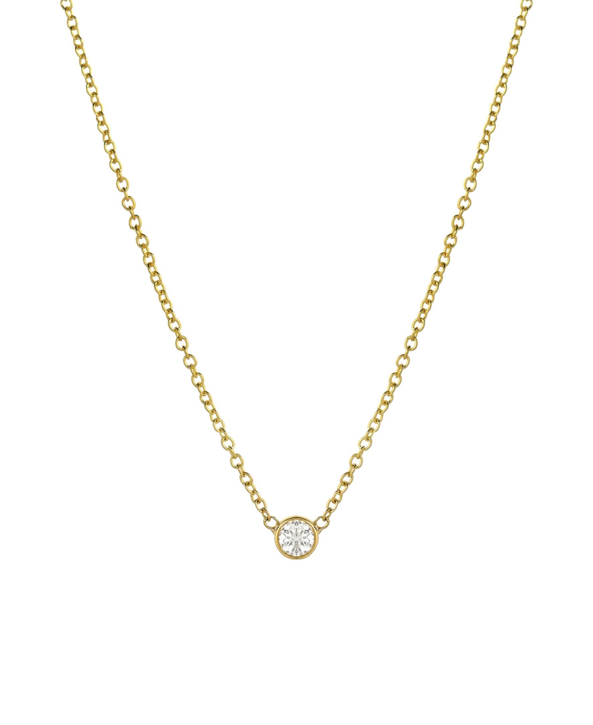 Small Bezel 14K Gold Diamond Necklace - Gold