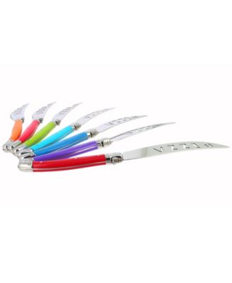 7 Piece Laguiole Pizza Knife Set, Rainbow Colors