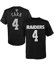 Youth Derek Carr Black Las Vegas Raiders Mainliner Player Name and Number T-shirt