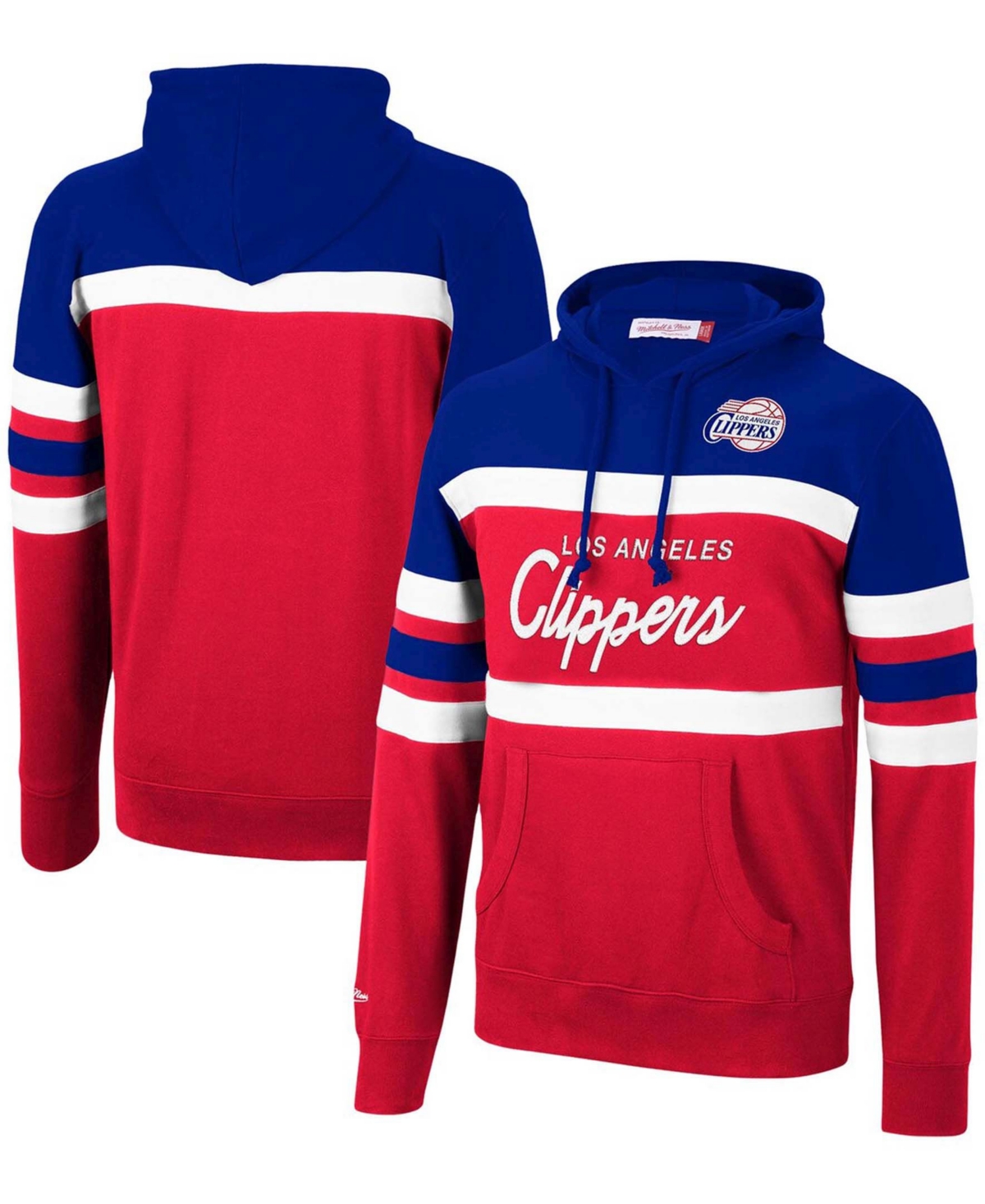 Mitchell & Ness Men's Royal And Red La Clippers Head Coach Pullover Hoodie In Royal,red