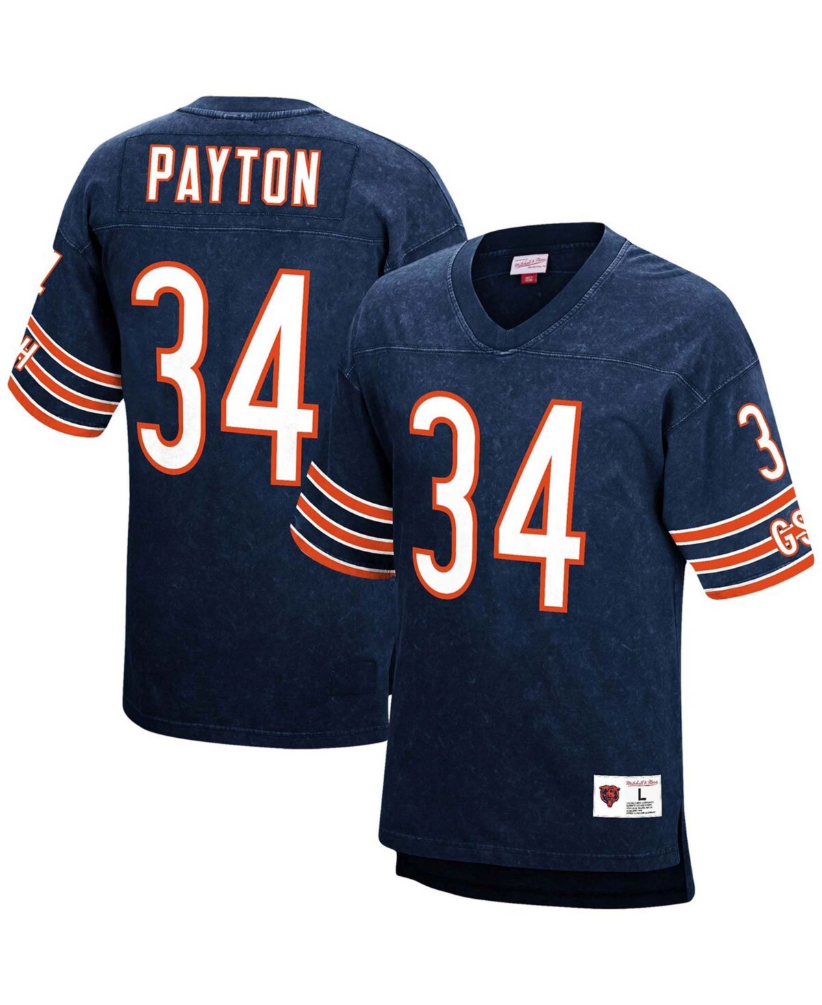 Mitchell & Ness Men's Walter Payton Navy Chicago Bears Retired Player Name And Number Acid Wash Top In Navy