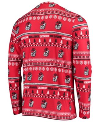 Men's Red Georgia Bulldogs Ugly Sweater Knit Long Sleeve Top and Pant Set