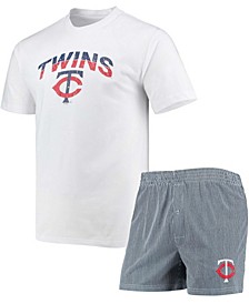 Men's White and Navy Minnesota Twins Gateway T-shirt and Boxer Shorts Sleep Set