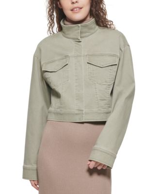 cropped twill jacket