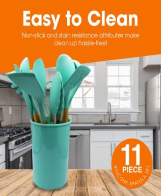 Silicone Spatula with Wooden Handles Set, 11 Pieces