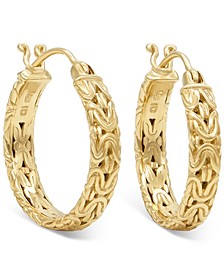18K Gold Plated Over Sterling Silver Bali Byzantine 25mm Hoop Earrings