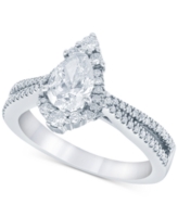 Diamond Pear Halo Engagement Ring (1-1/3 ct. t.w.) in 14k White Gold - White Gold