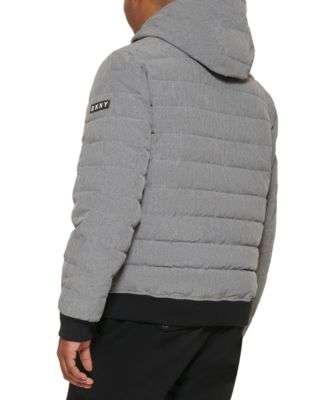 dkny men's quilted hooded bomber jacket