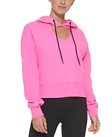 Cut Out Cropped Fleece Hoodie